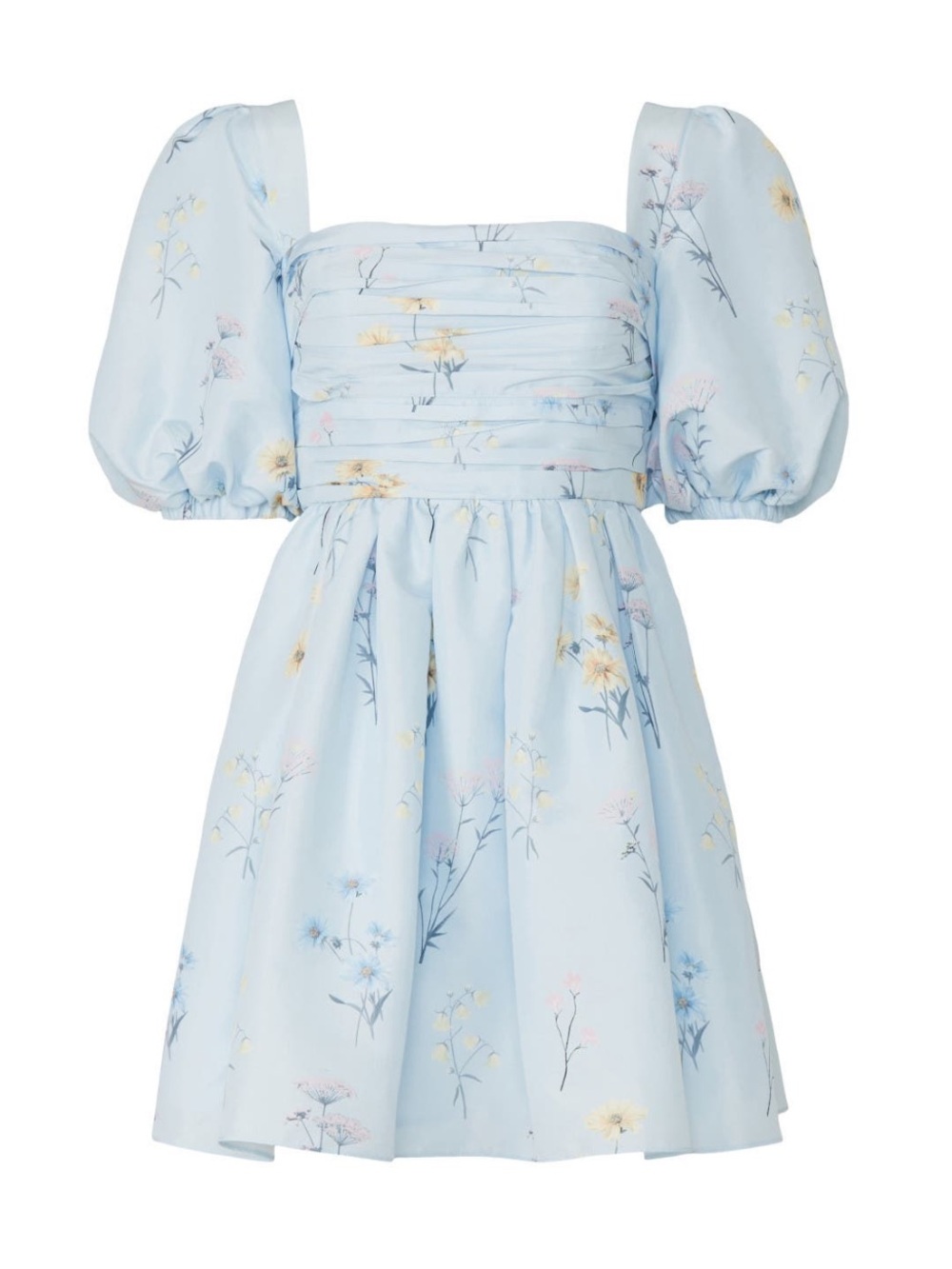 Self-Portrait Taffeta Mini Dress Blue Floral Watercolor Size 6